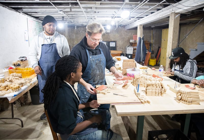 Chicago.Mission.07 At Precious Blood Ministry of Reconciliation, woodshop coordinator Mike Andersen does mission in Chicago by giving at-risk Chicagoans a bridge to job opportunities and a better life by teaching them woodworking skills. (Octavio Duran/U.S.)