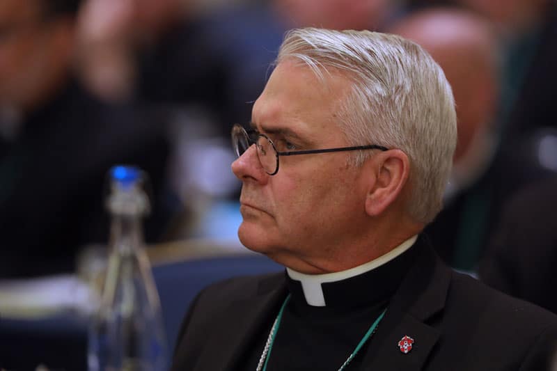 Archbishop Paul S. Coakley of Oklahoma City listens to a speaker during the fall general assembly of the U.S. Conference of Catholic Bishops in Baltimore Nov. 12, 2019. (CNS photo/Bob Roller)