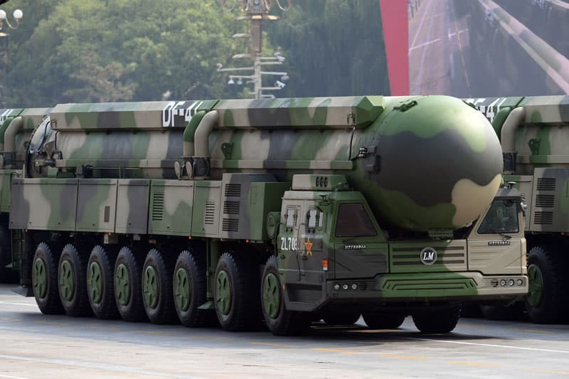 A Dongfeng-41 intercontinental strategic nuclear missiles group formation is seen Oct. 1, 2019, in Beijing. (CNS photo/Weng Qiyu, Reuters)