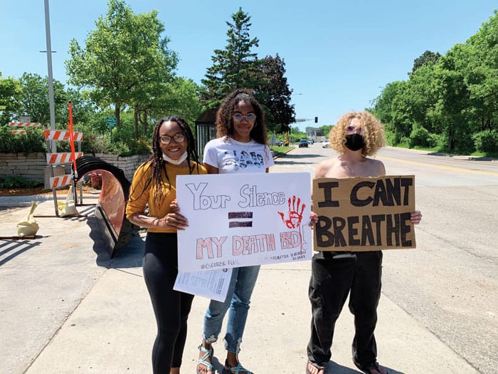 In the Minneapolis suburb of Edina, three students from Edina High School are among the many who came out to protest the May 25 torturous murder of George Floyd and other victims of racism and police brutality. (Gregory Darr/U.S.)