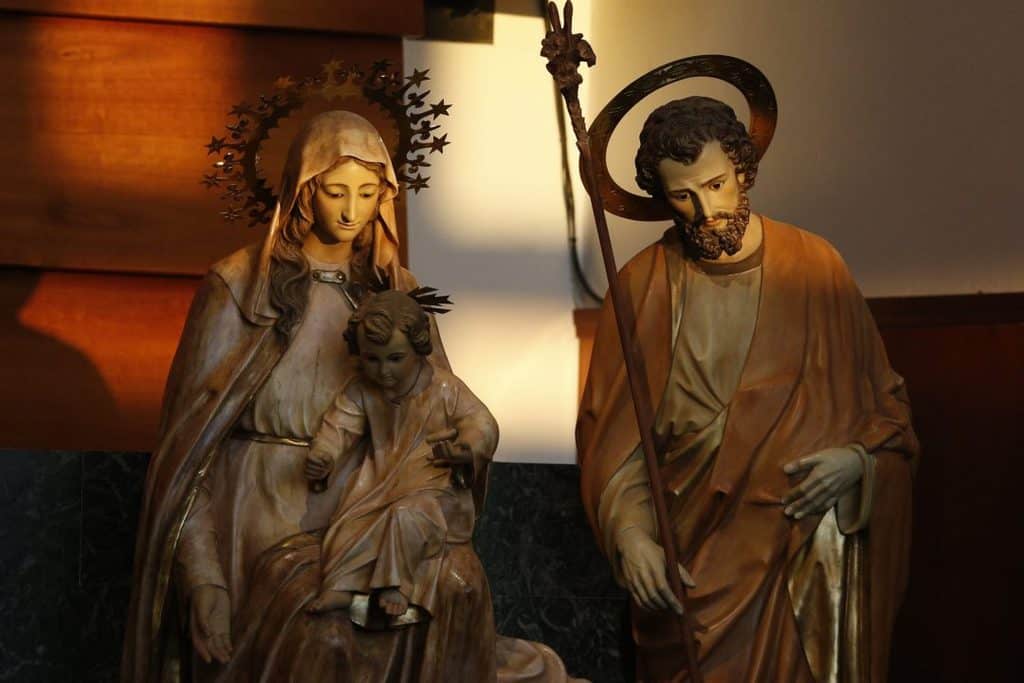 Statues of Mary, the child Jesus and St. Joseph are seen at St. Mary Josefa Parish in Rome Feb. 19, 2017. In a Dec. 8 apostolic letter, Pope Francis proclaimed a yearlong celebration dedicated to St. Joseph, foster father of Jesus. (CNS/Paul Haring)