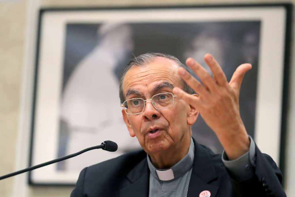 Cardinal Gregorio Rosa Chavez of San Salvador, El Salvador, is pictured in an Oct. 12, 2018, photo. "The devil is running loose in El Salvador," Cardinal Rosa Chavez said during a homily Feb. 1, 2021. The previous day, two people were killed and others injured during an armed attack at a political rally in San Salvador. (CNS photo/Alessandro Bianchi, Reuters)Cardinal Gregorio Rosa Chavez of San Salvador, El Salvador, is pictured in an Oct. 12, 2018, photo. "The devil is running loose in El Salvador," Cardinal Rosa Chavez said during a homily Feb. 1, 2021. The previous day, two people were killed and others injured during an armed attack at a political rally in San Salvador. (CNS photo/Alessandro Bianchi, Reuters)