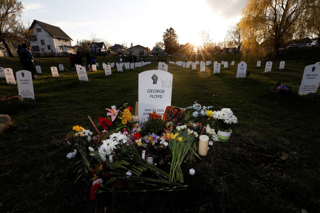 "Say Their Names" cemetery in Minneapolis is seen April 20, 2021, the day jurors issued their verdict convicting former Minneapolis police officer Derek Chauvin of second-degree unintentional murder, third-degree murder and second-degree manslaughter in the death of George Floyd. (CNS photo/Octavio Jones, Reuters)