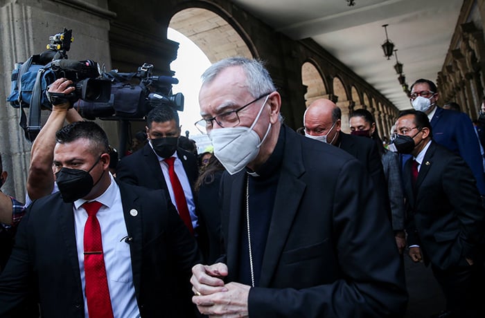CARDINAL PAROLIN MEXICO AWARD Cardinal Pietro Parolin, Vatican secretary of state, departs after being recognized as a "distinguished guest" at City Hall in Mexico City June 21, 2021. (CNS photo/Edgard Garrido, Reuters)
