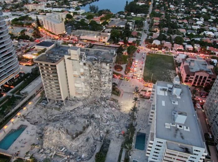 FLORIDA BUILDING COLLAPSES A building that partially collapsed is seen in Surfside, Fla., just north of Miami Beach June 24, 2021. (CNS photo/Miami-Dade Fire Rescue, Handout via Reuters)
