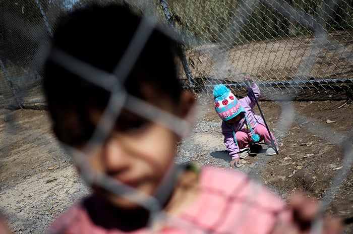 MEXICO U.S. MIGRANT CHILDREN Migrant minors seeking asylum in the U.S. are seen at a migrant encampment in Matamoros, Mexico, Feb. 19, 2021. (CNS photo/Daniel Becerril, Reuters)