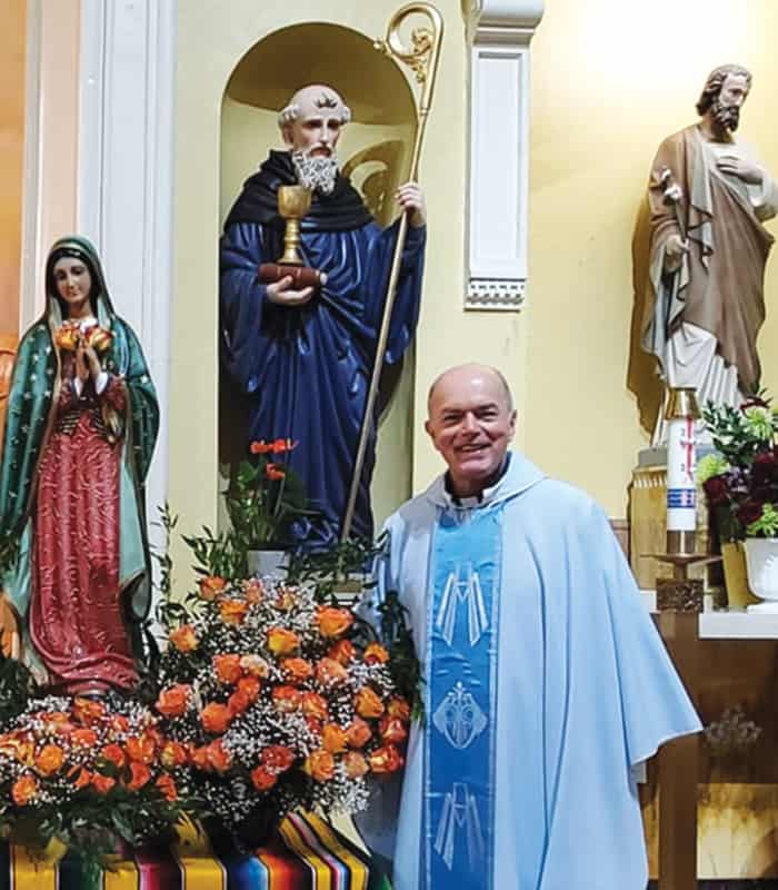 Father Lopez-Cardinale smiles during the feast of Our Lady of Guadalupe in December 2020 at his parish in Somerville, Massachusetts. (Courtesy St. Benedict parish/U.S.)