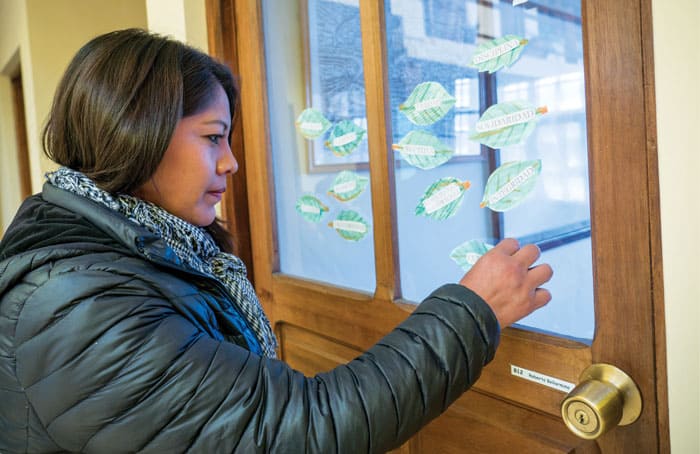 During an ESPERE workshop in Oruru, Bolivia, a participant engages in an activity about the values and principles that guide us through life. (Nile Sprague/Bolivia)