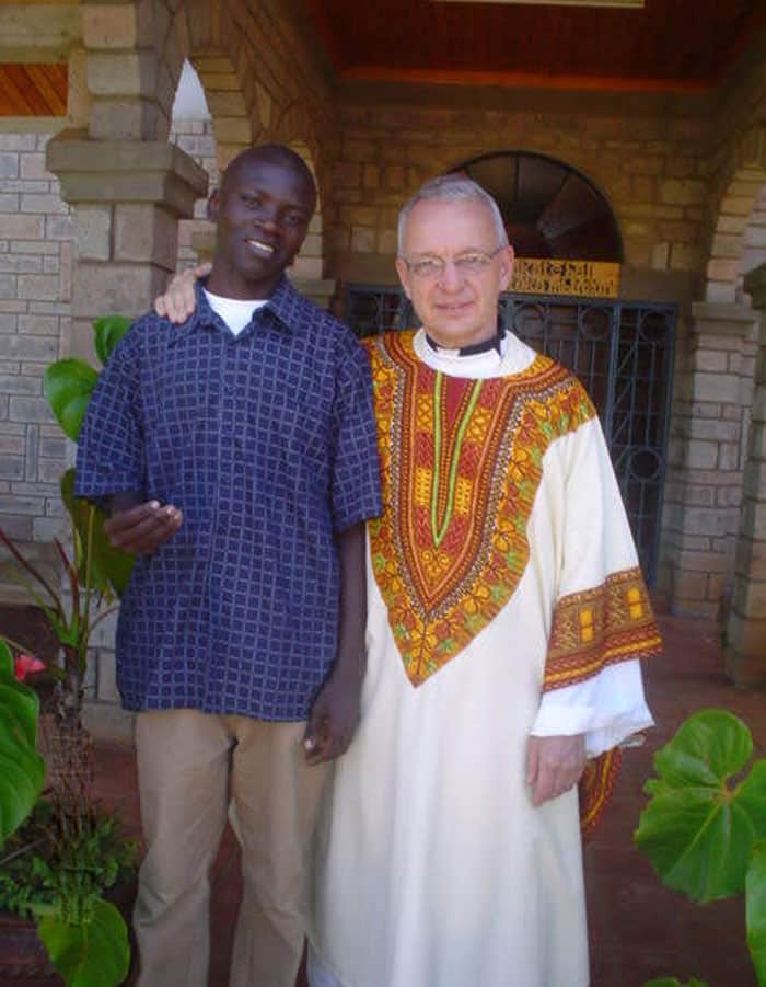 34-37-Fr.-Siyumbu-01 Siyumbu is shown in 2007 with Father Lance Nadeau. (John Siyumbu/Kenya)