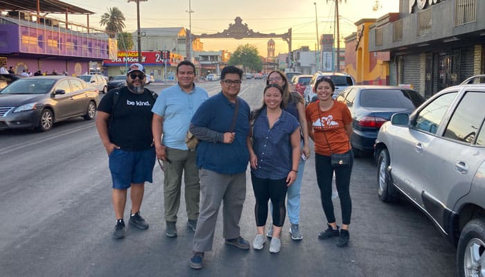 Members of the Los Angeles Young Adult Empowerment Community participated in an immersion trip to the border city of Mexicali where they met migrant families at shelters. (Courtesy of Heidi Villaluz via YAE)