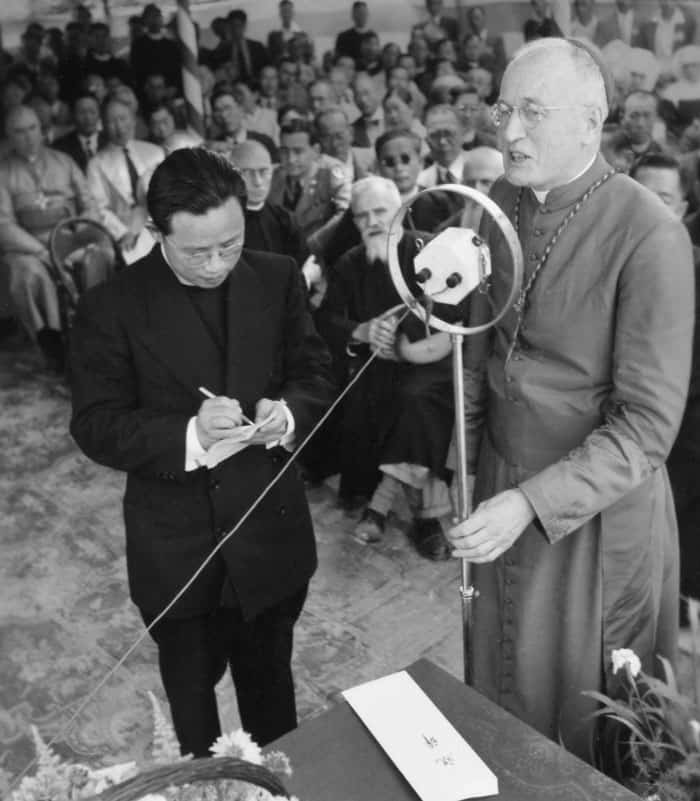 Monsignor Patrick J. Byrne, who opened Maryknoll’s Korea mission a century ago, was consecrated bishop in Seoul in 1949. (Maryknoll Mission Archives)