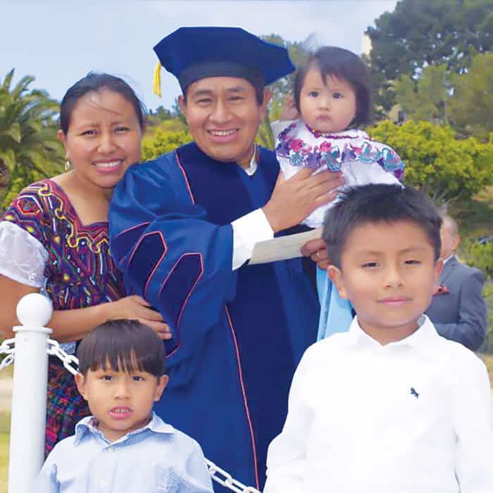 Accompanied by wife Ana and children Leonel, Alan and Nova, Cano receives a doctoral degree in education in 2022 from Pepperdine University in California. (Courtesy of Juananato Cano/U.S.)