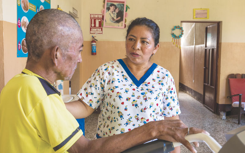 Nurse Brenda Ambrocio has worked at Hospicio Santa Maria in Pajapita, Guatemala, since it opened its doors in 2006, serving 400 patients over the past two decades. The hospice was cofounded by Sister Smith and the late Maryknoll Sister Marlene Condon. (Octavio Durán/Guatemala)