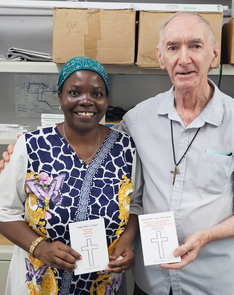 Oblate Father John Wotherspoon, founder of the nonprofit Voice for Prisoners, travels the world to combat human trafficking. The Australian priest says he is grateful for the volunteers like Sister Warioba who carry out this ministry. (Courtesy of Esther Warioba/Hong Kong)