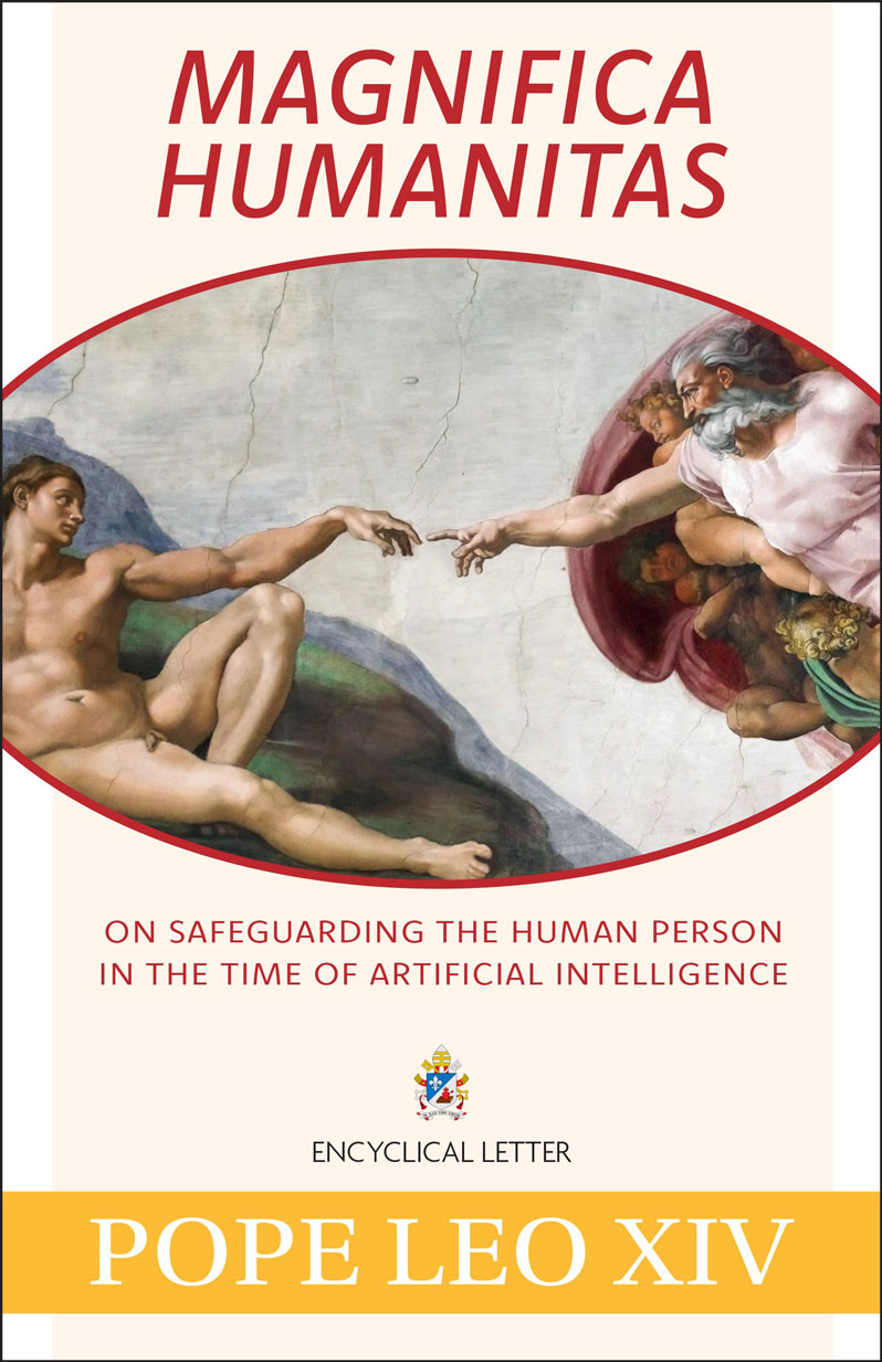 This is the cover of "Magnifica Humanitas: On the Care of the Human Person in the Age of Artificial Intelligence," the first encyclical of Pope Leo XIV, published May 25, 2026. (OSV News illustration/Our Sunday Visitor)